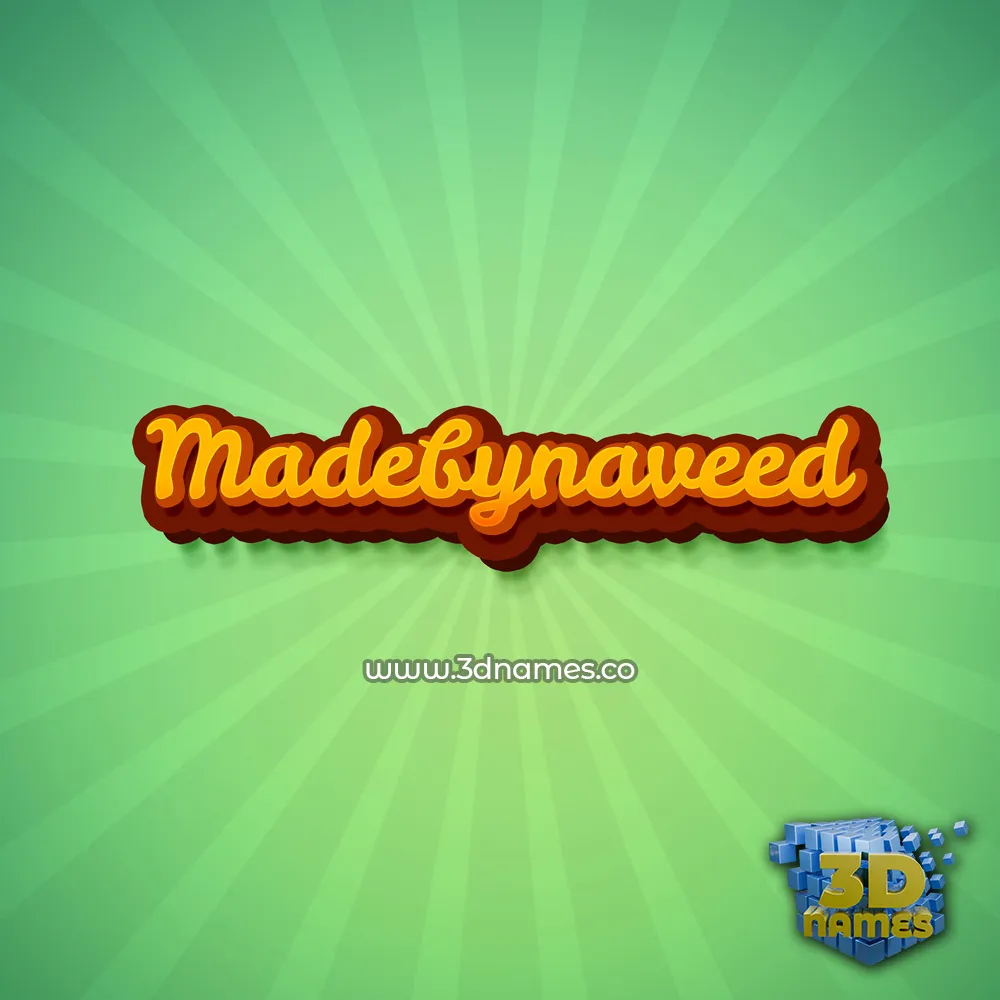 madebynaveed in Green Rays style - 3D name wallpaper