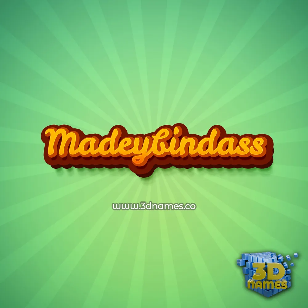 madeybindass in Green Rays style - 3D name wallpaper