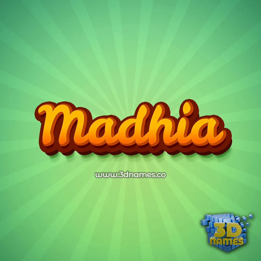 madhia in Green Rays style - 3D name wallpaper