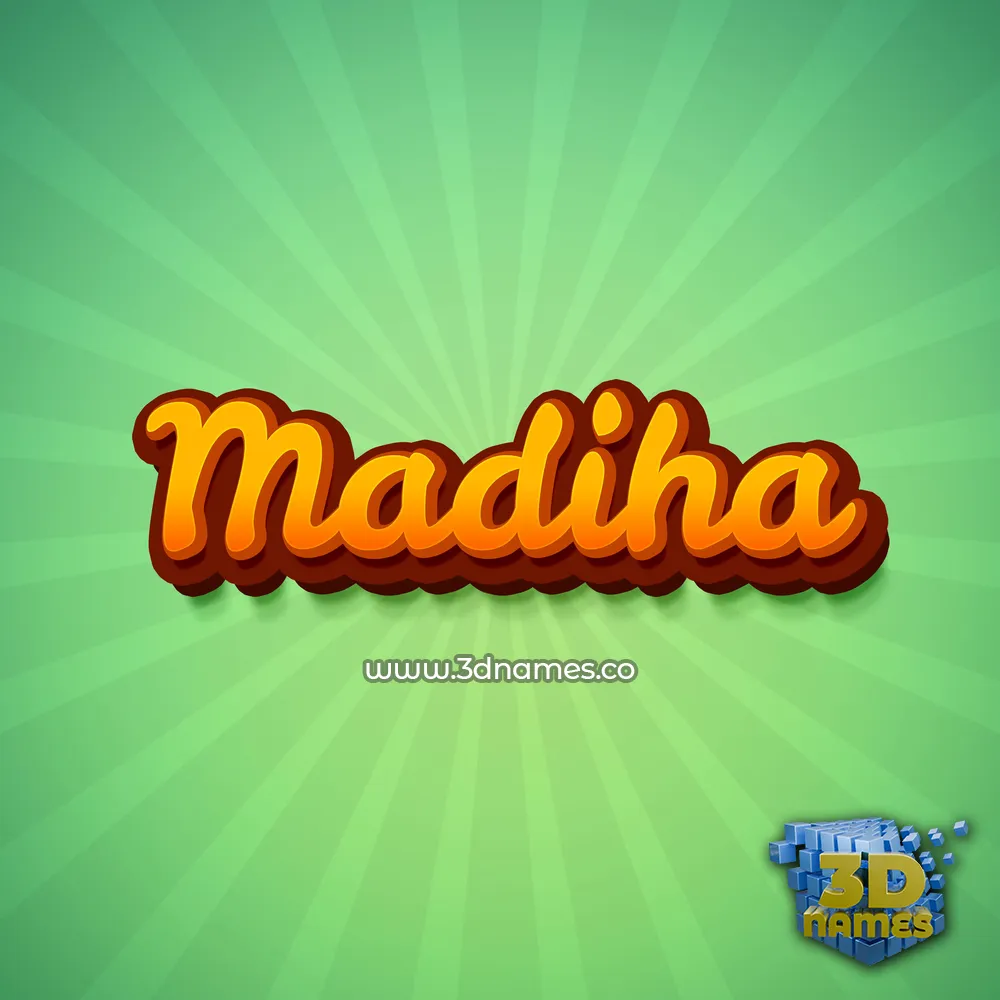 madiha in Green Rays style - 3D name wallpaper