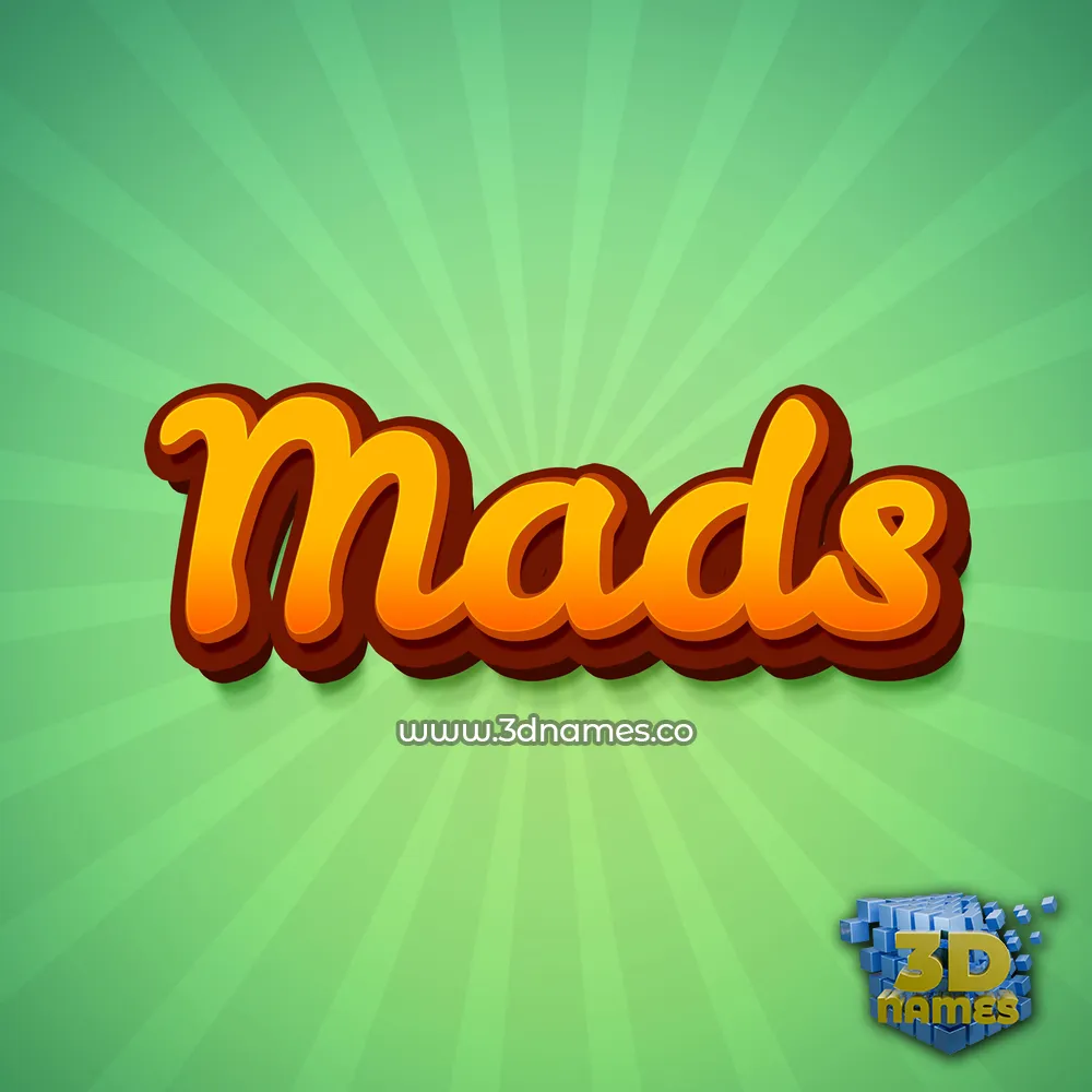 mads in Green Rays style - 3D name wallpaper
