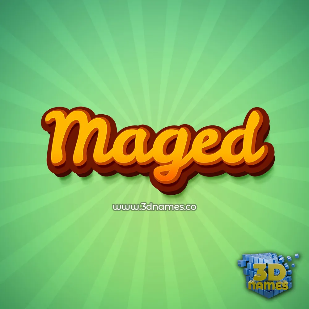 maged in Green Rays style - 3D name wallpaper