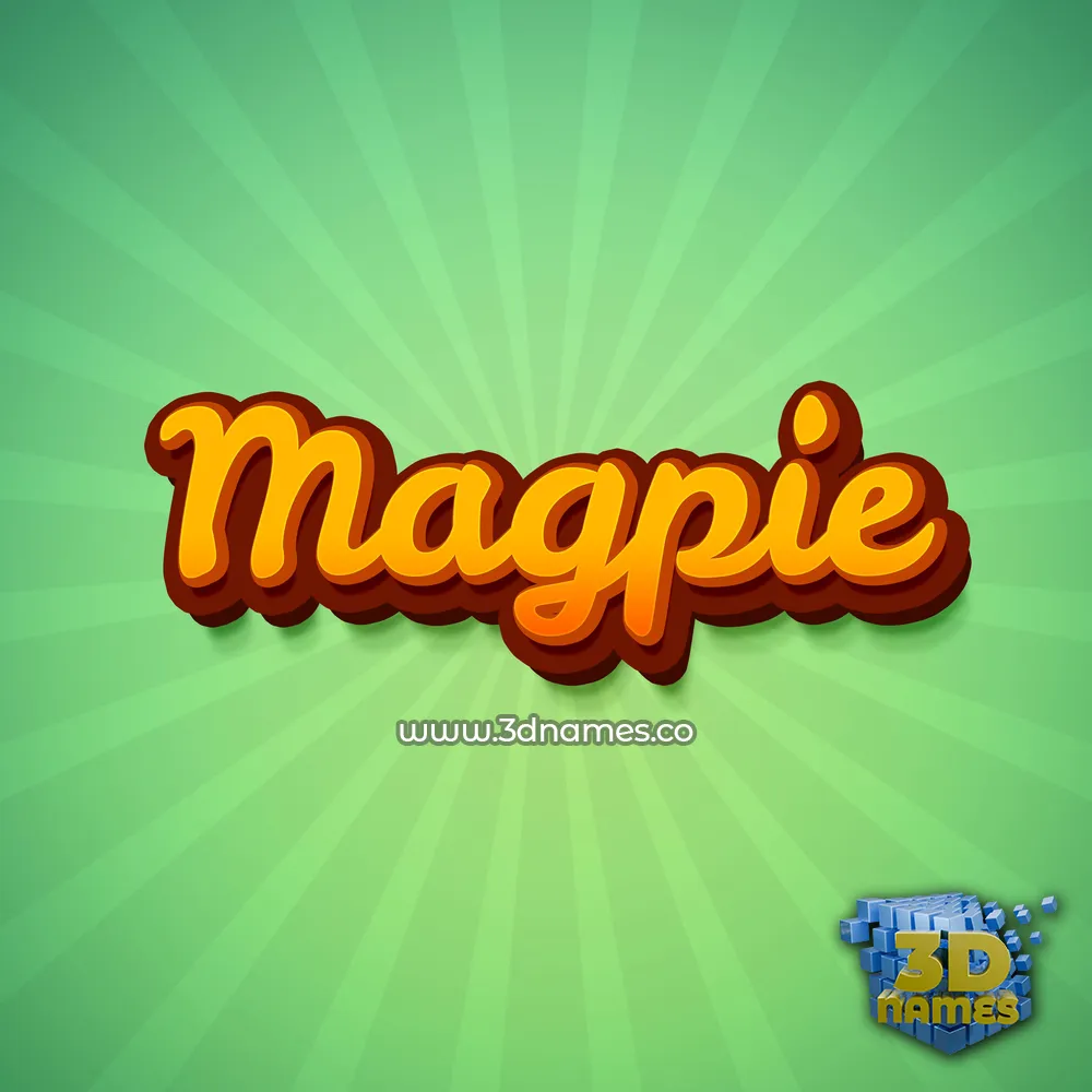 magpie in Green Rays style - 3D name wallpaper