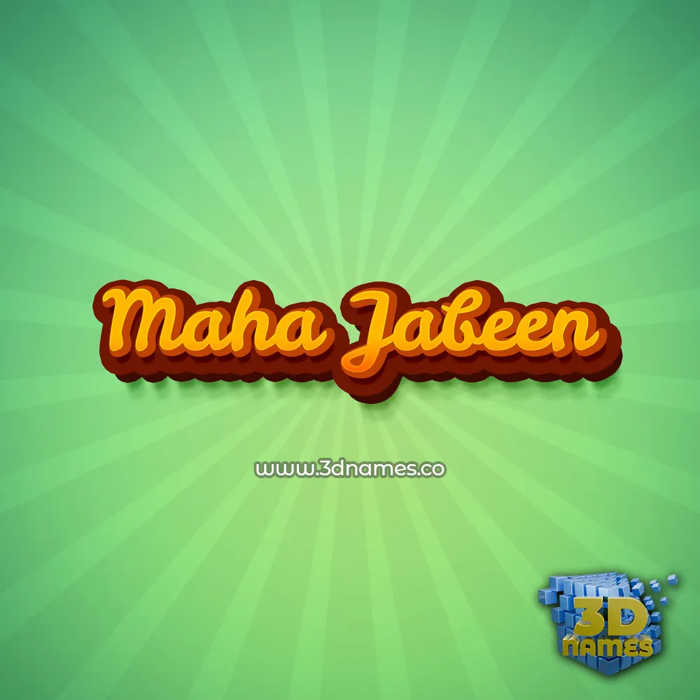 maha jabeen in Green Rays style - 3D name wallpaper
