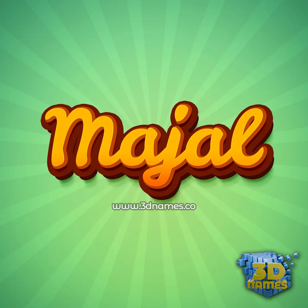 majal in Green Rays style - 3D name wallpaper