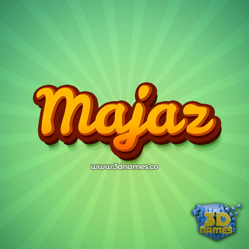 majaz in Green Rays style - 3D name wallpaper