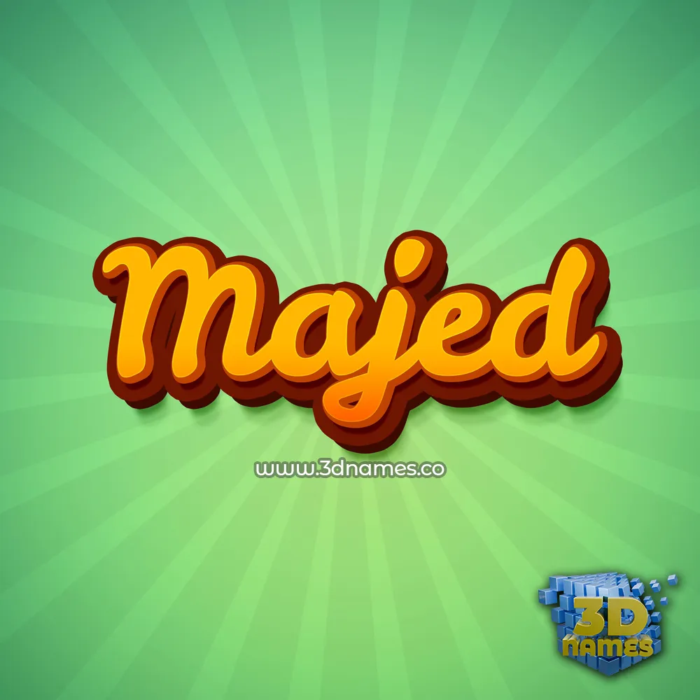 majed in Green Rays style - 3D name wallpaper