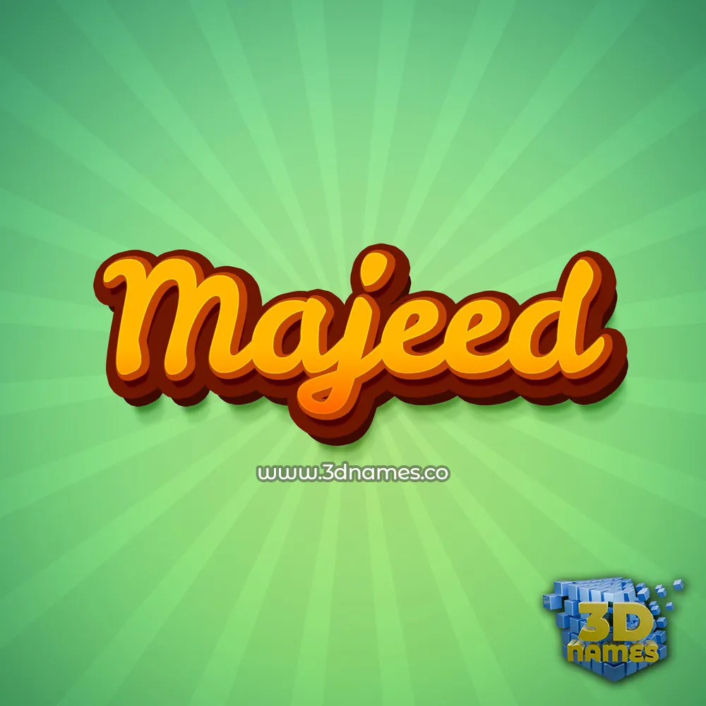 majeed in Green Rays style - 3D name wallpaper