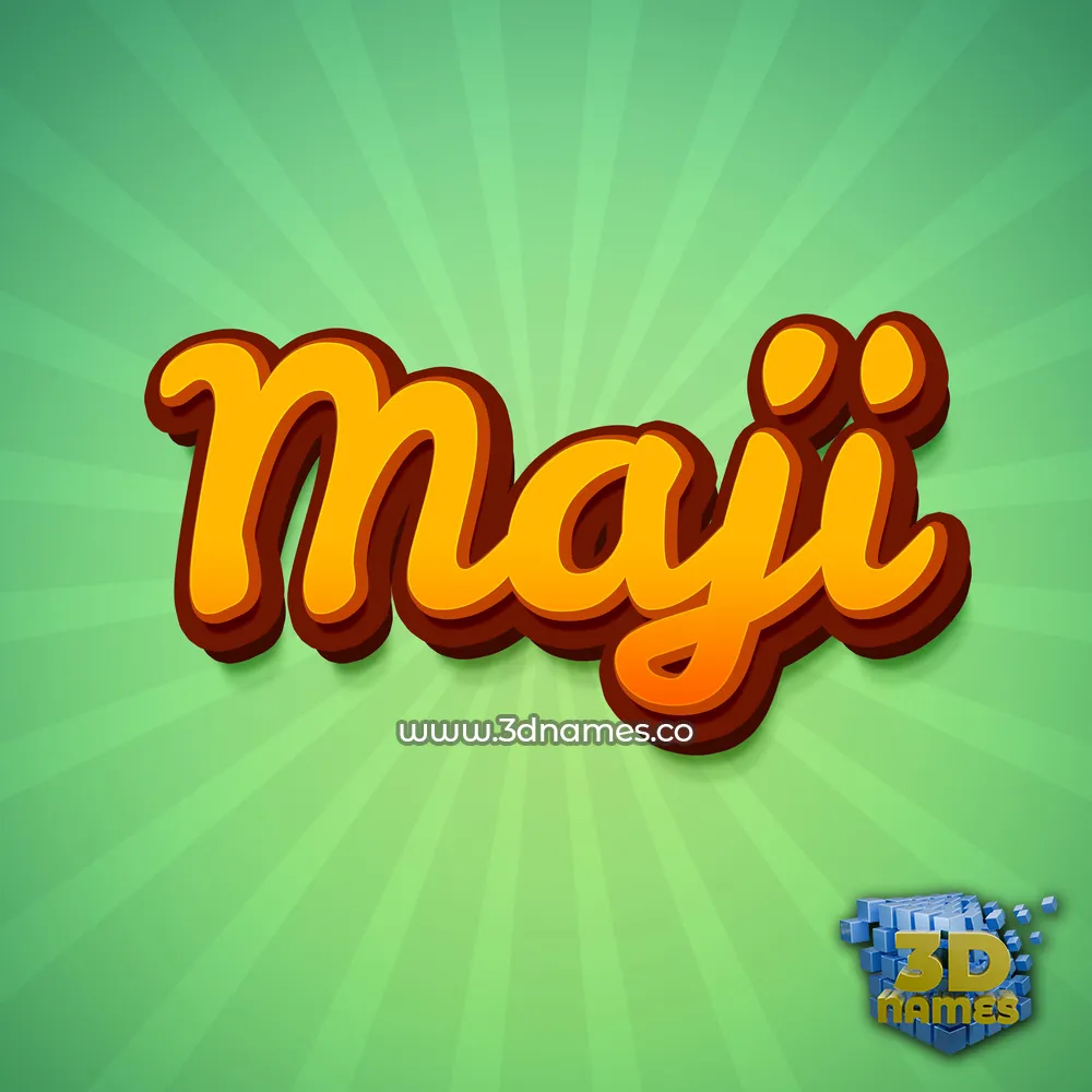 maji in Green Rays style - 3D name wallpaper
