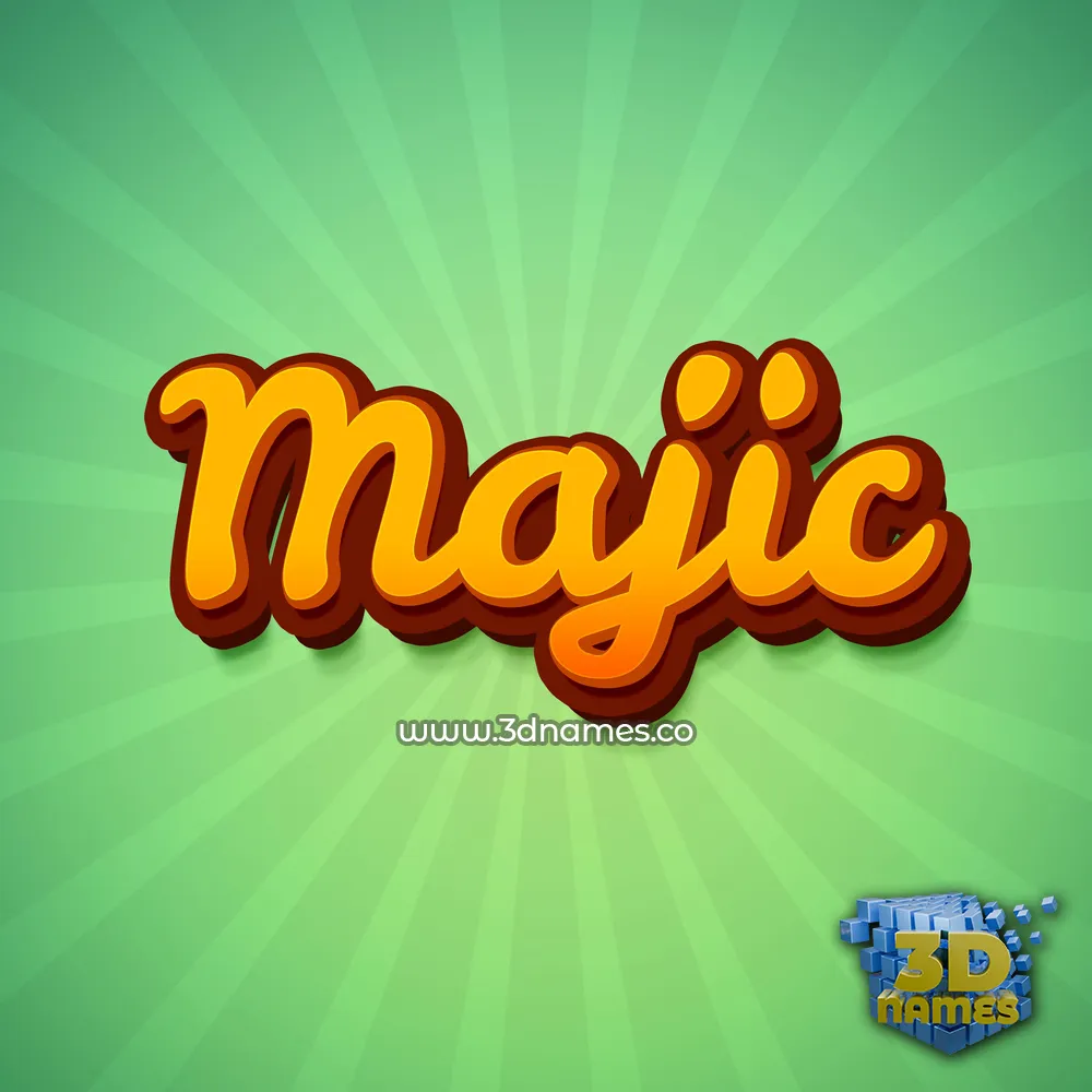 majic in Green Rays style - 3D name wallpaper