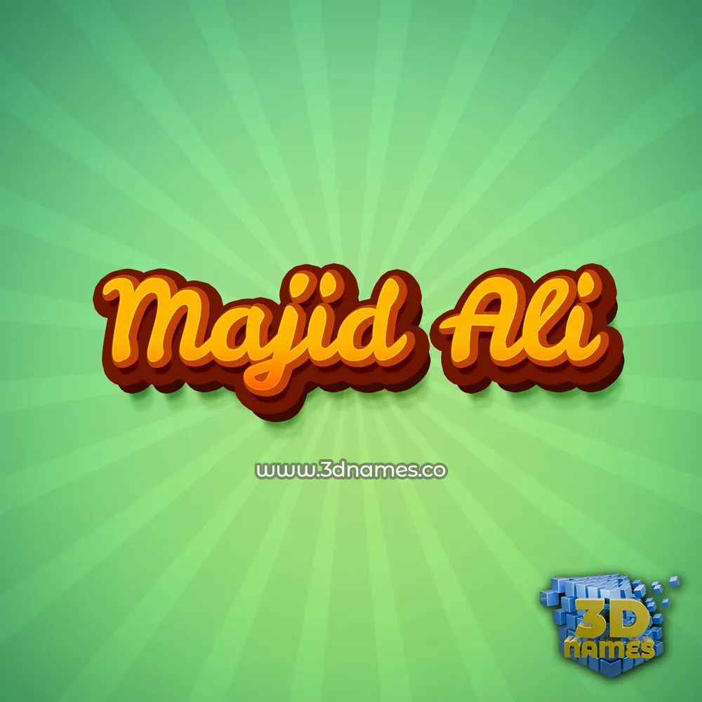 majid ali in Green Rays style - 3D name wallpaper