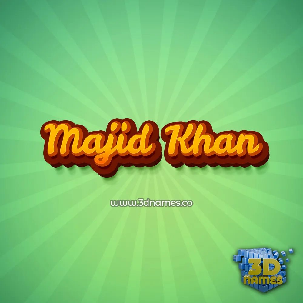 majid khan in Green Rays style - 3D name wallpaper