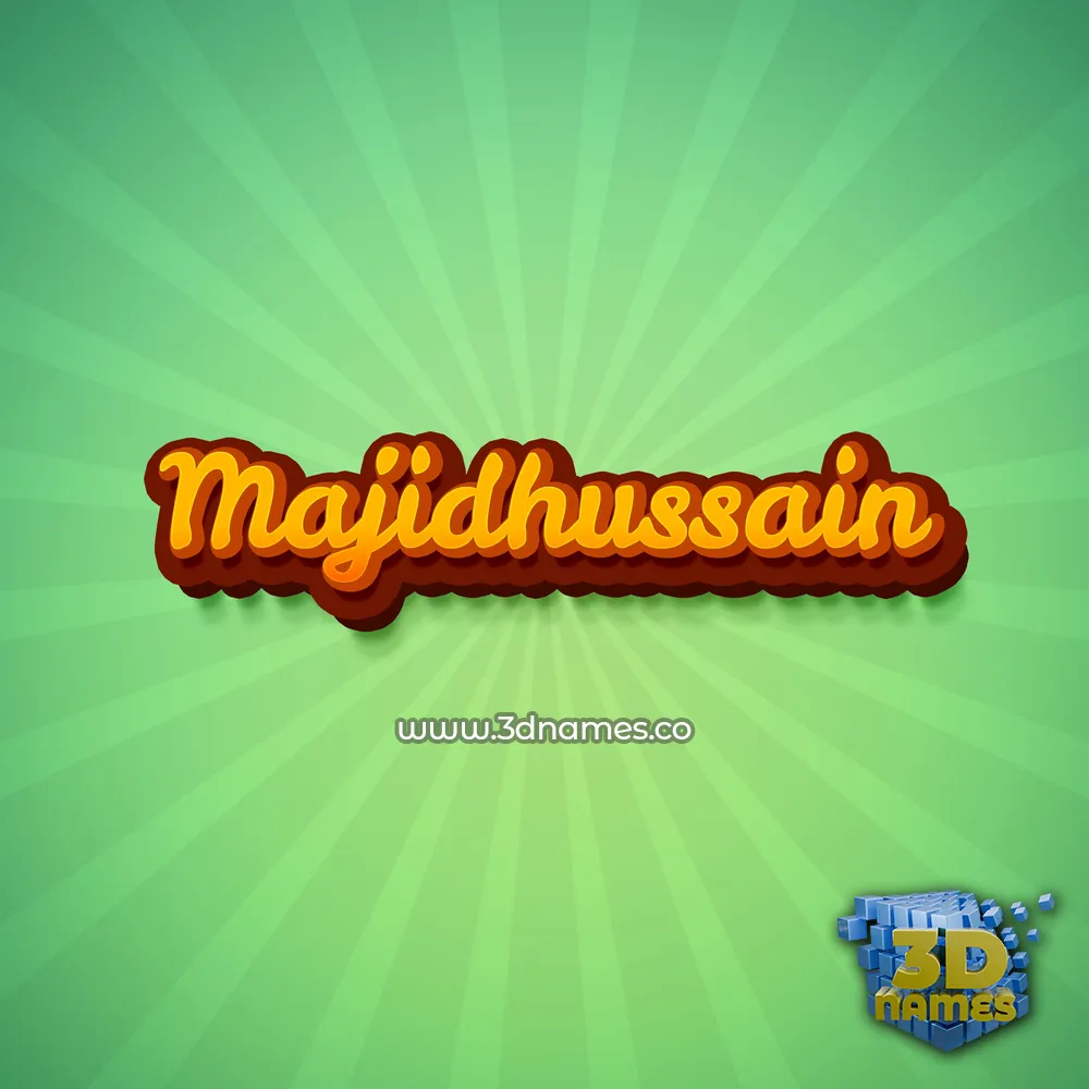 majidhussain in Green Rays style - 3D name wallpaper