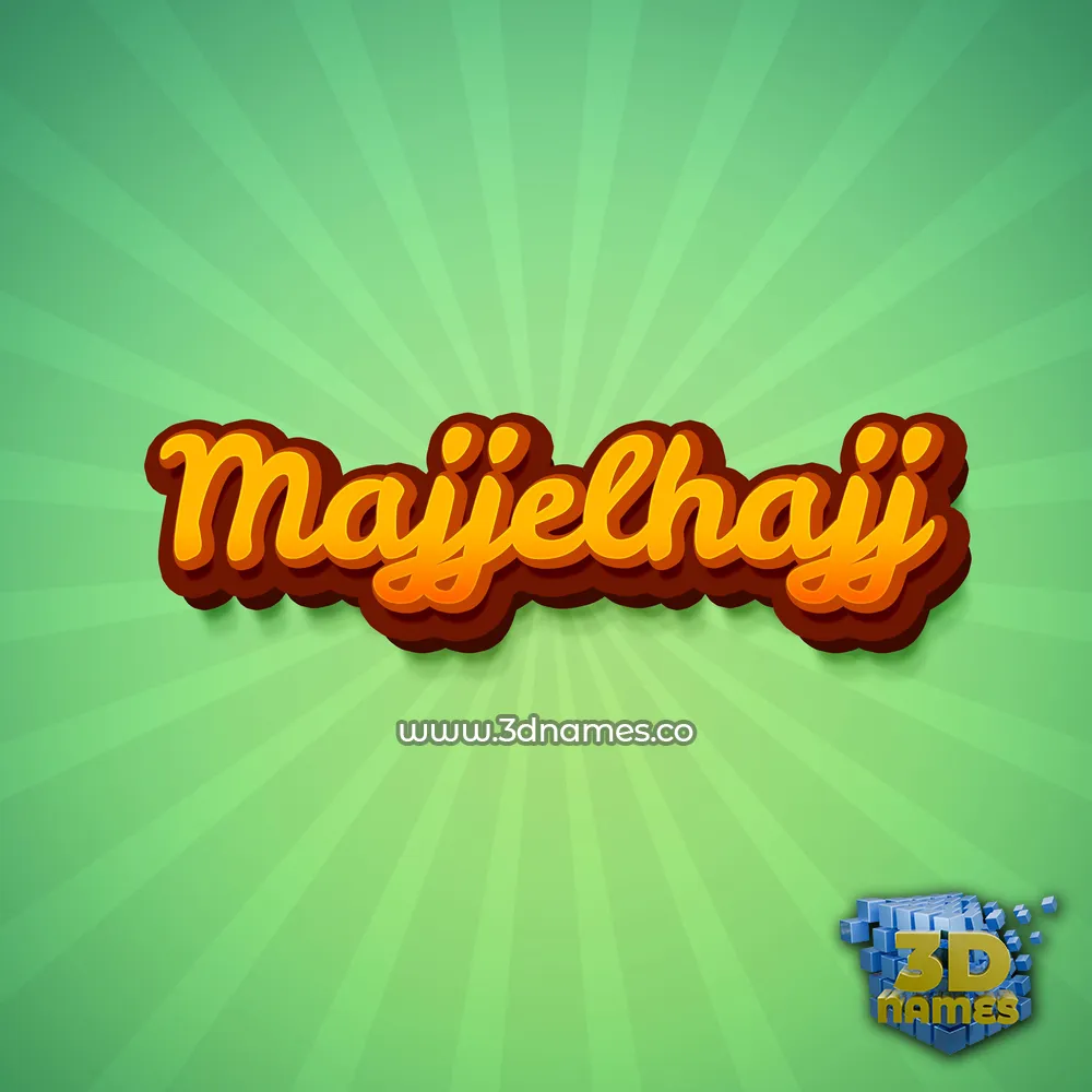 majjelhajj in Green Rays style - 3D name wallpaper