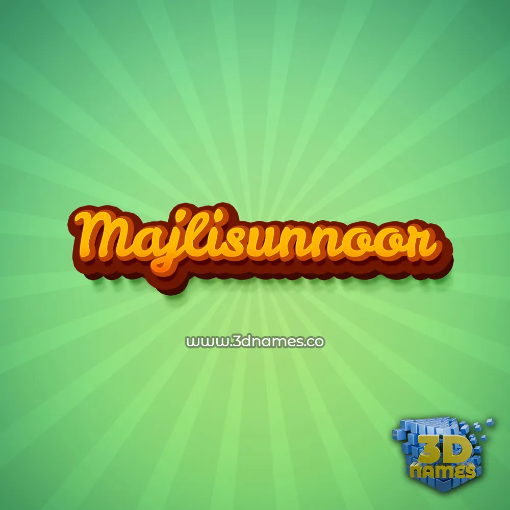 majlisunnoor in Green Rays style - 3D name wallpaper