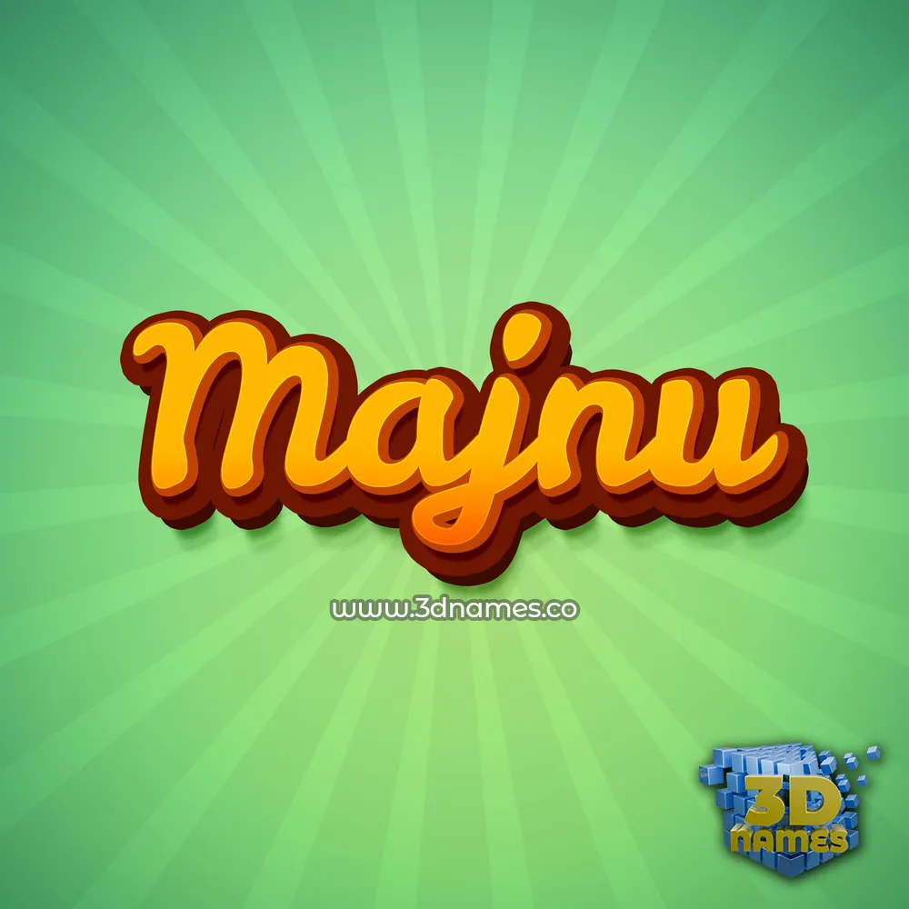 majnu in Green Rays style - 3D name wallpaper