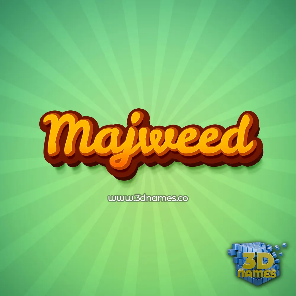 majweed in Green Rays style - 3D name wallpaper