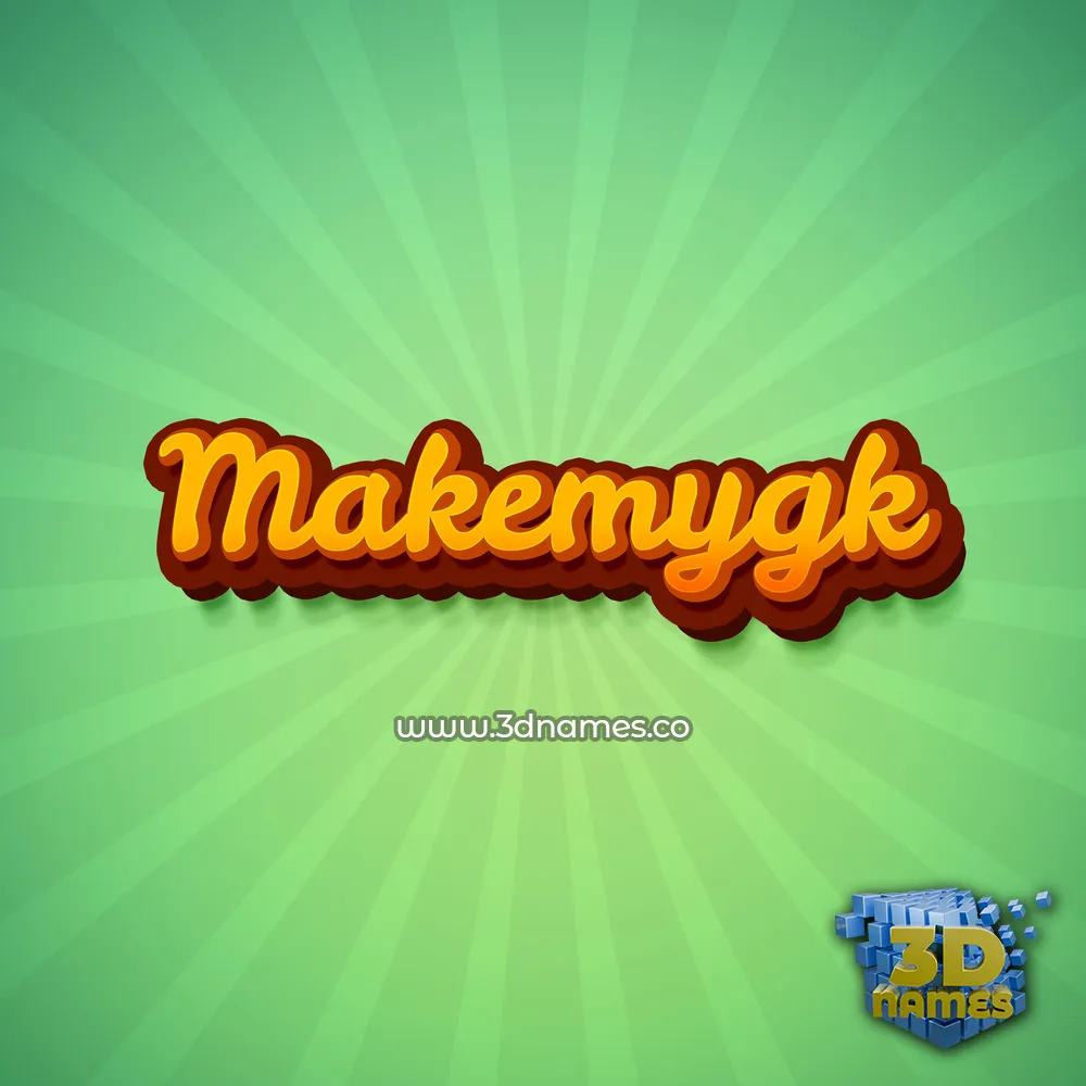 makemygk in Green Rays style - 3D name wallpaper