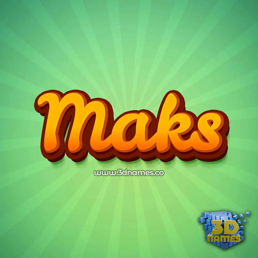 maks in Green Rays style - 3D name wallpaper