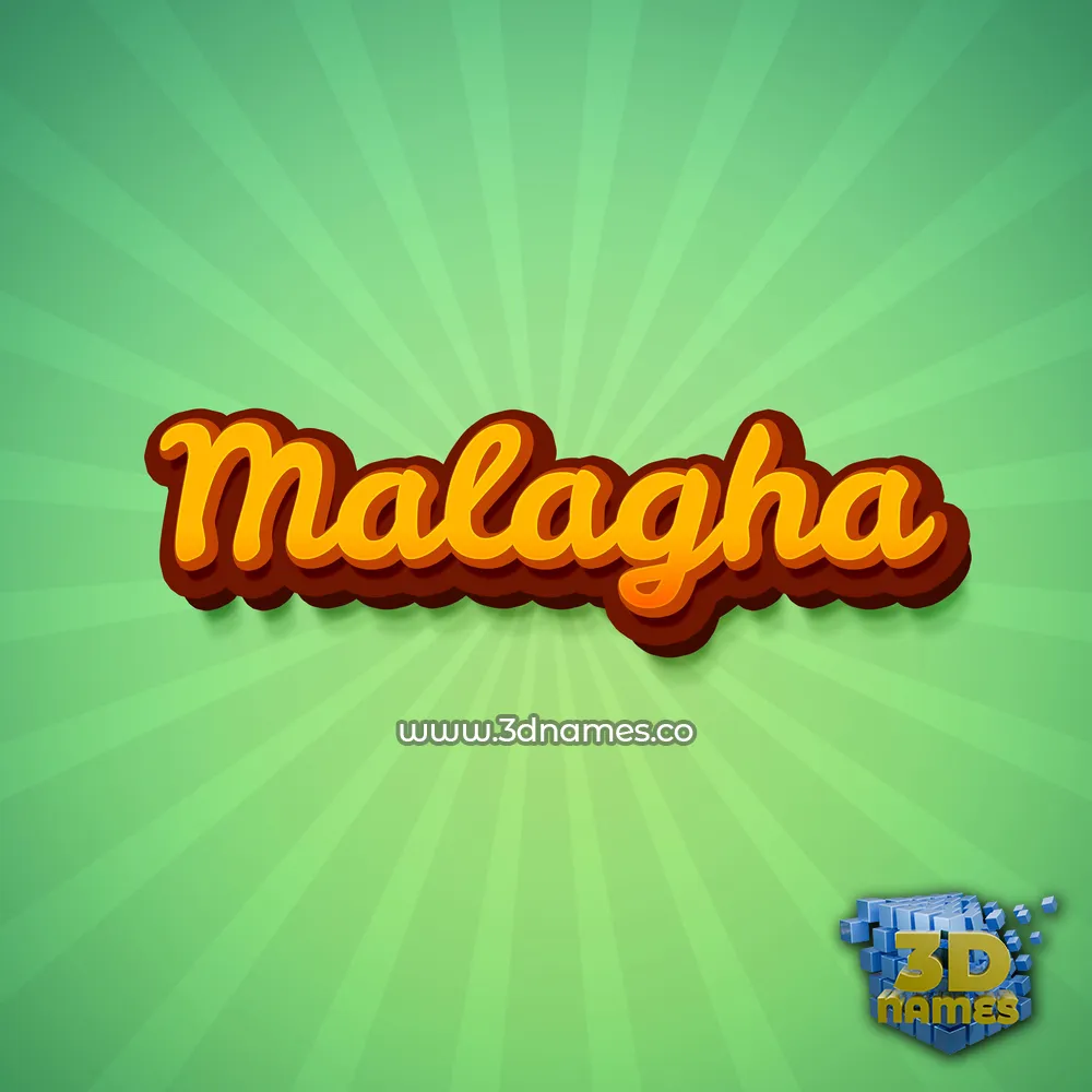 malagha in Green Rays style - 3D name wallpaper