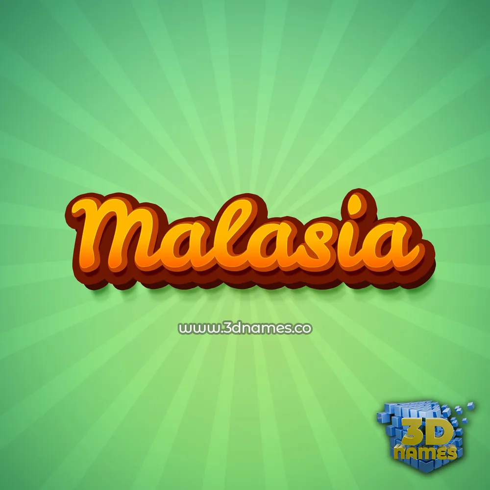 malasia in Green Rays style - 3D name wallpaper