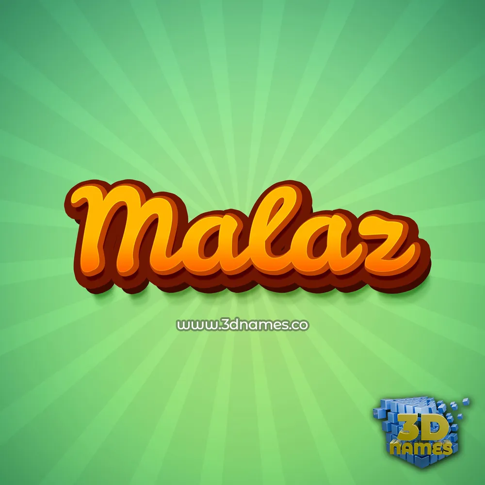malaz in Green Rays style - 3D name wallpaper