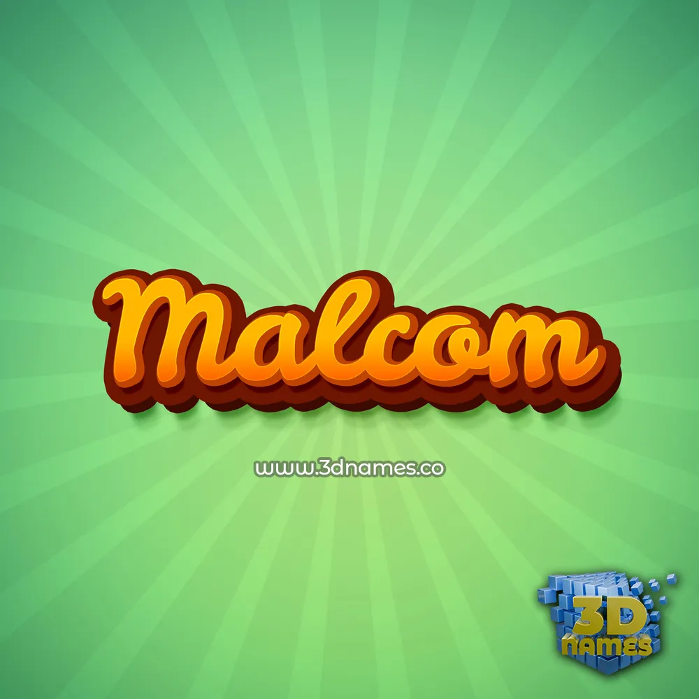 malcom in Green Rays style - 3D name wallpaper