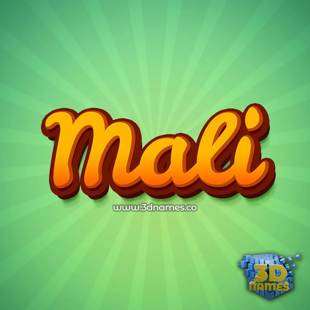 mali in Green Rays style - 3D name wallpaper