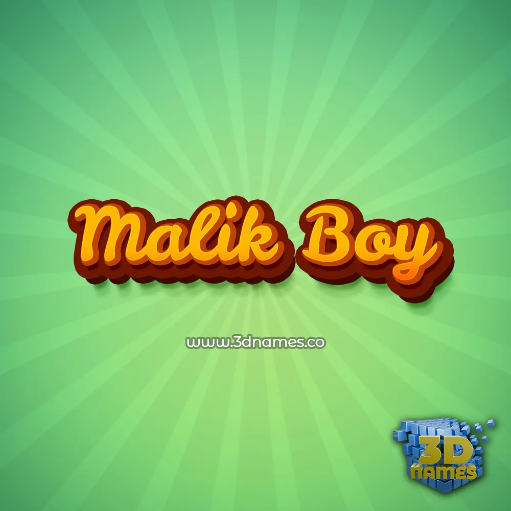malik boy in Green Rays style - 3D name wallpaper