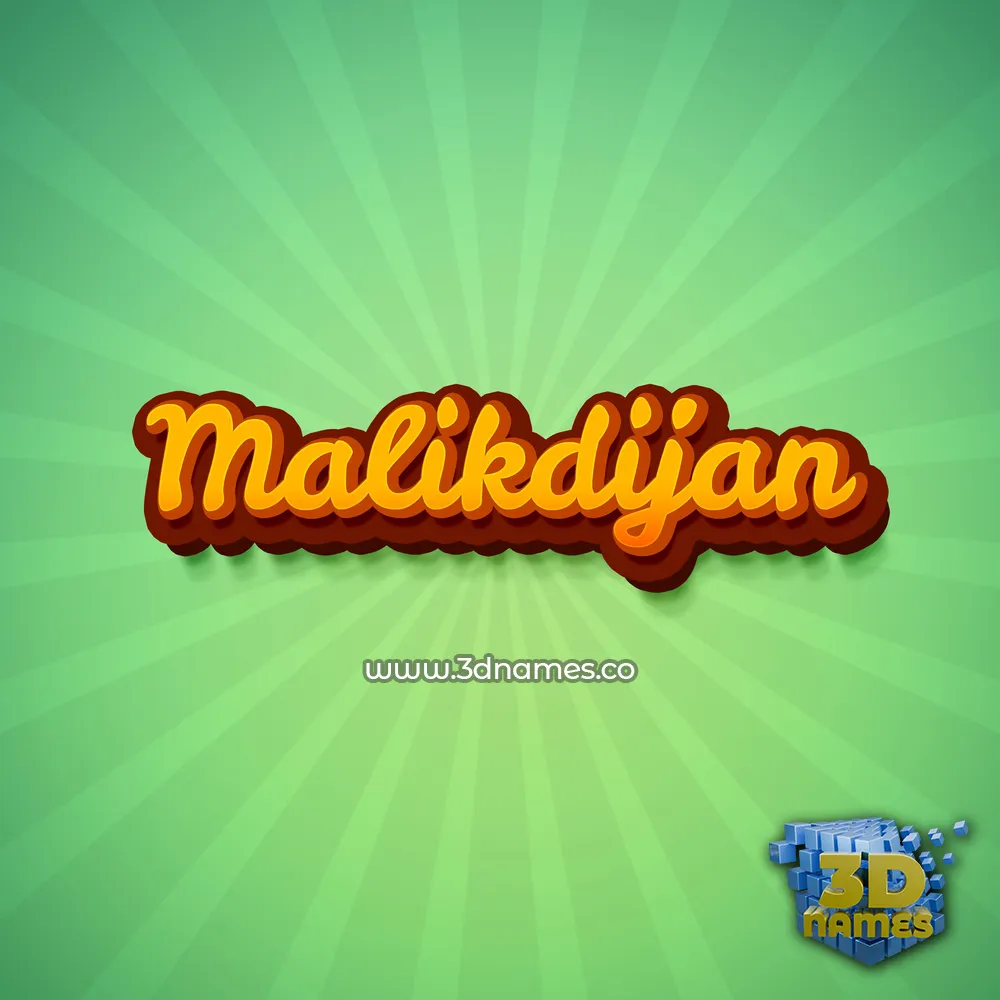 malikdijan in Green Rays style - 3D name wallpaper