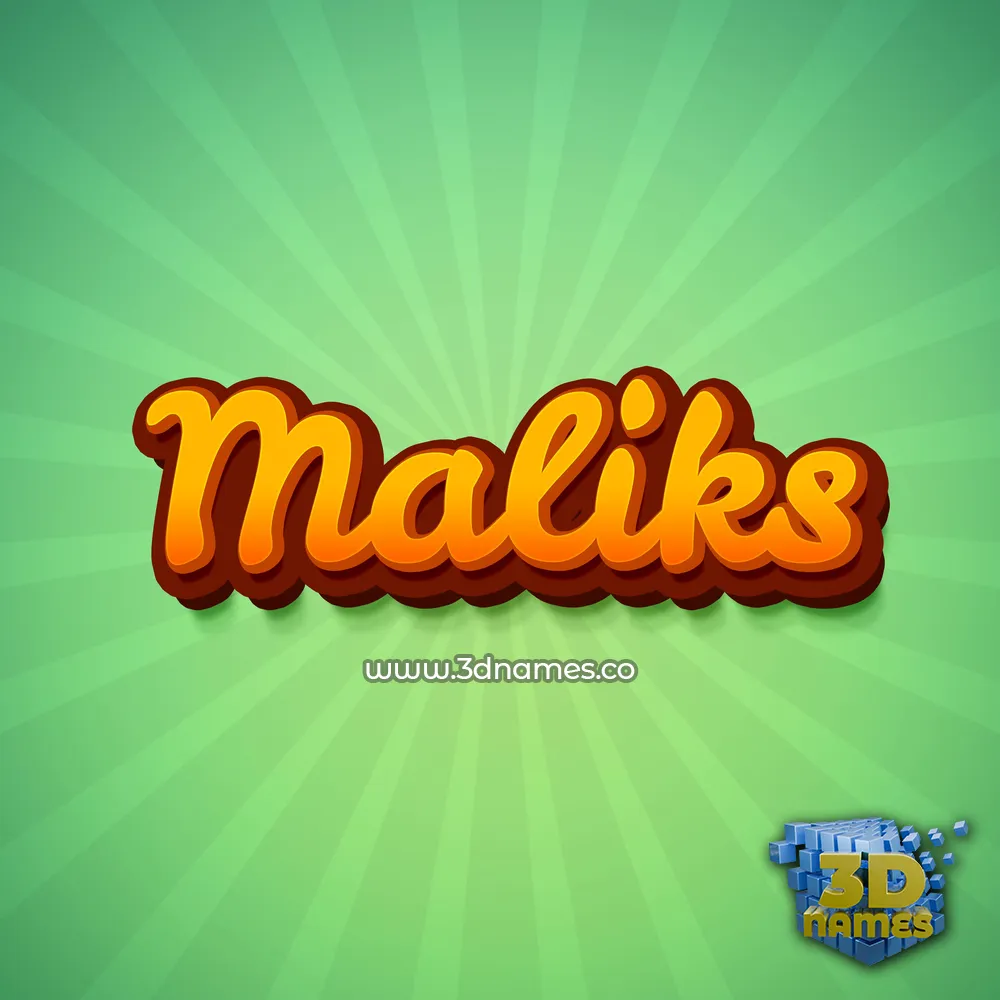 maliks in Green Rays style - 3D name wallpaper