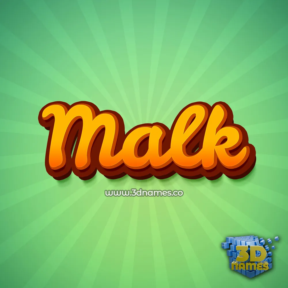 malk in Green Rays style - 3D name wallpaper
