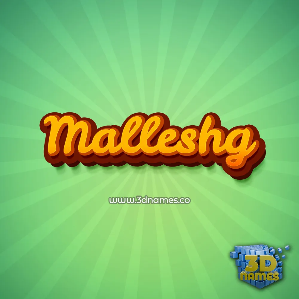 malleshg in Green Rays style - 3D name wallpaper