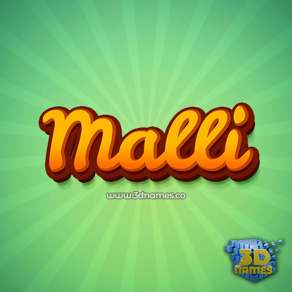 malli in Green Rays style - 3D name wallpaper
