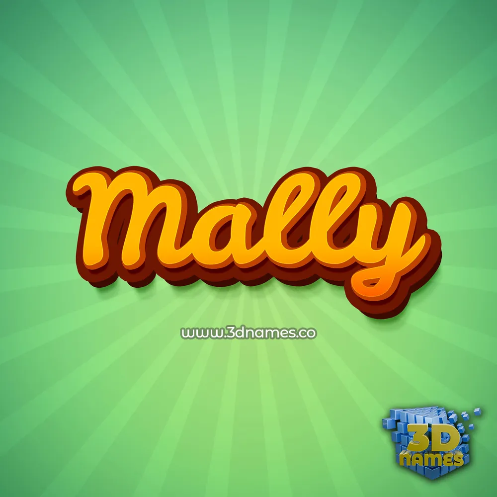 mally in Green Rays style - 3D name wallpaper