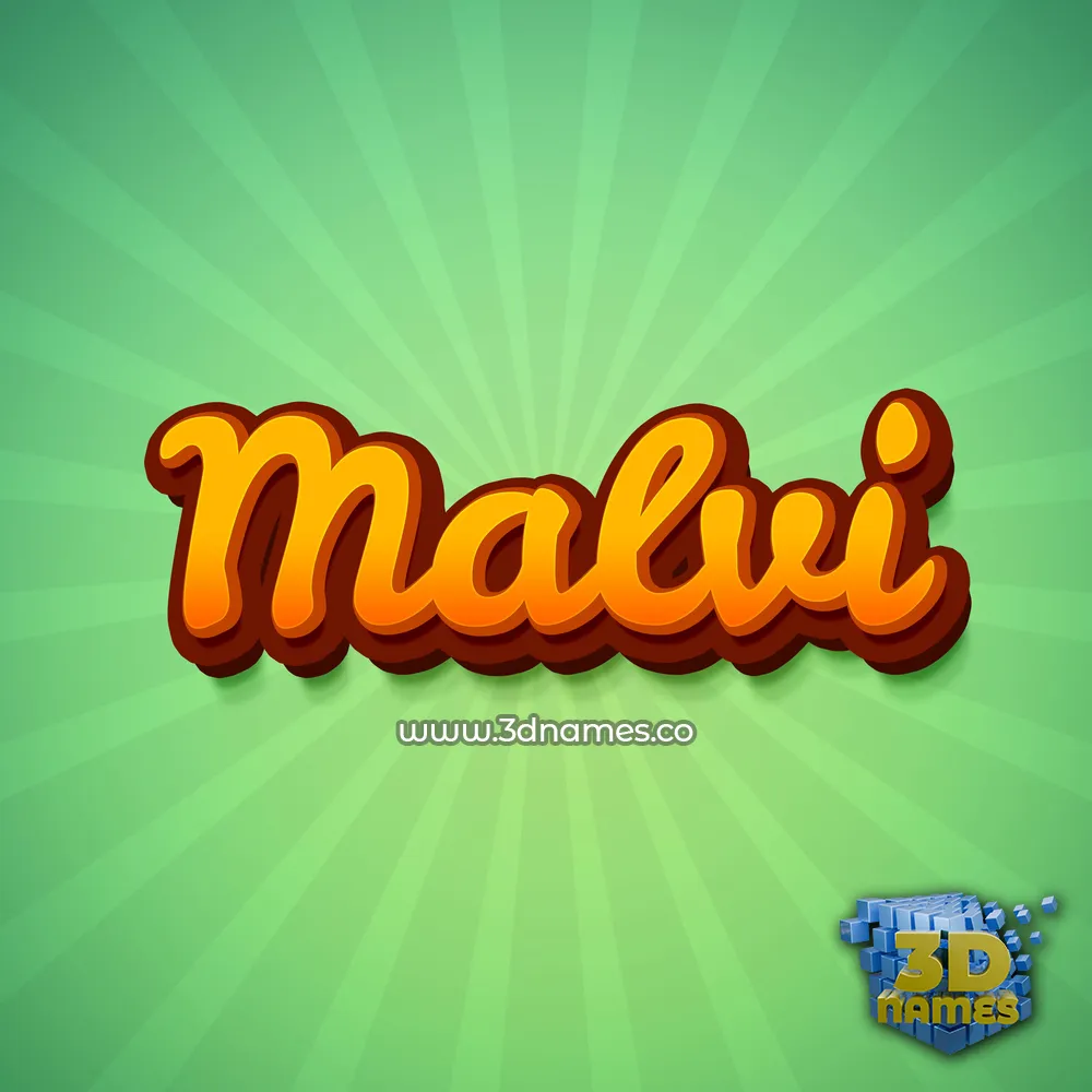 malvi in Green Rays style - 3D name wallpaper