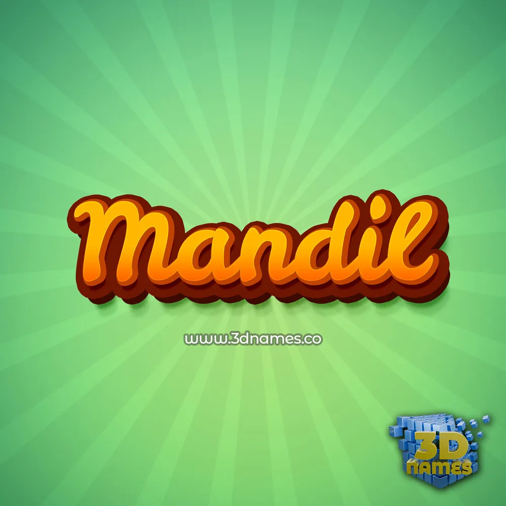 mandil in Green Rays style - 3D name wallpaper