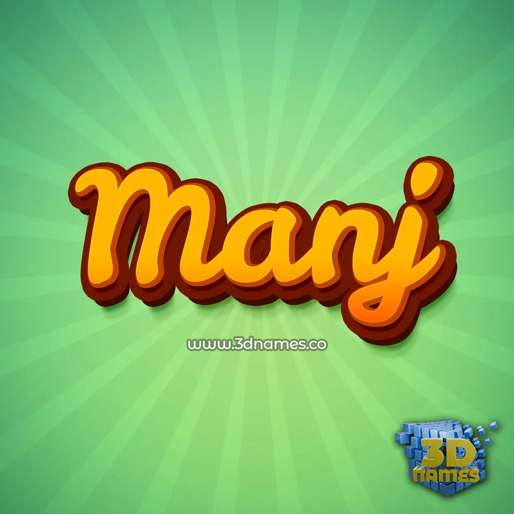 manj in Green Rays style - 3D name wallpaper