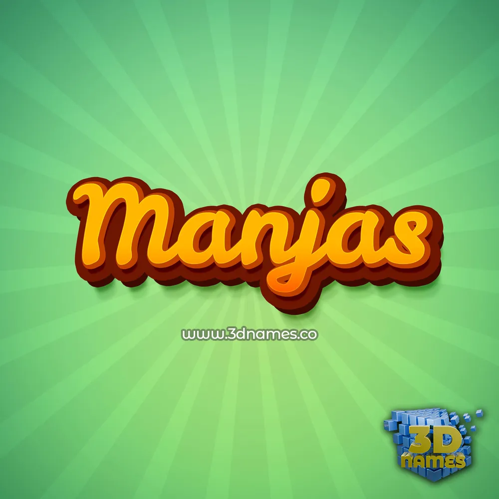 manjas in Green Rays style - 3D name wallpaper