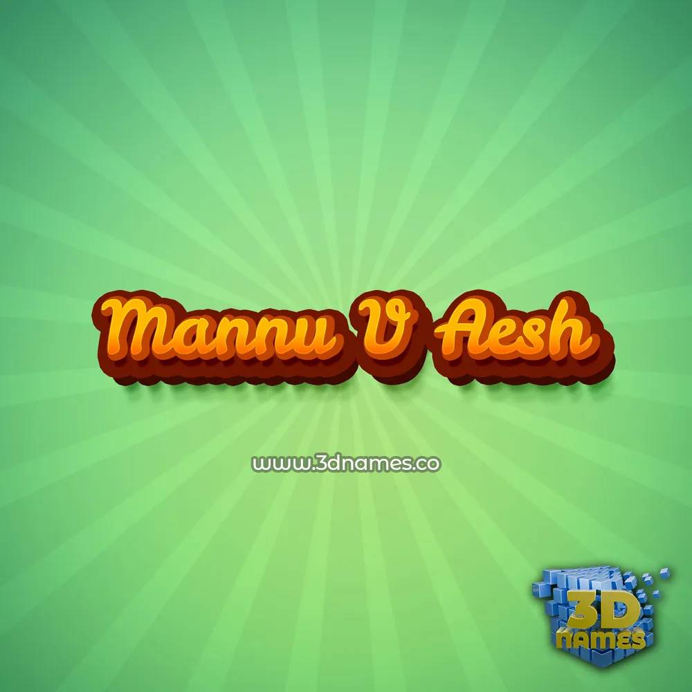 mannu v aesh in Green Rays style - 3D name wallpaper