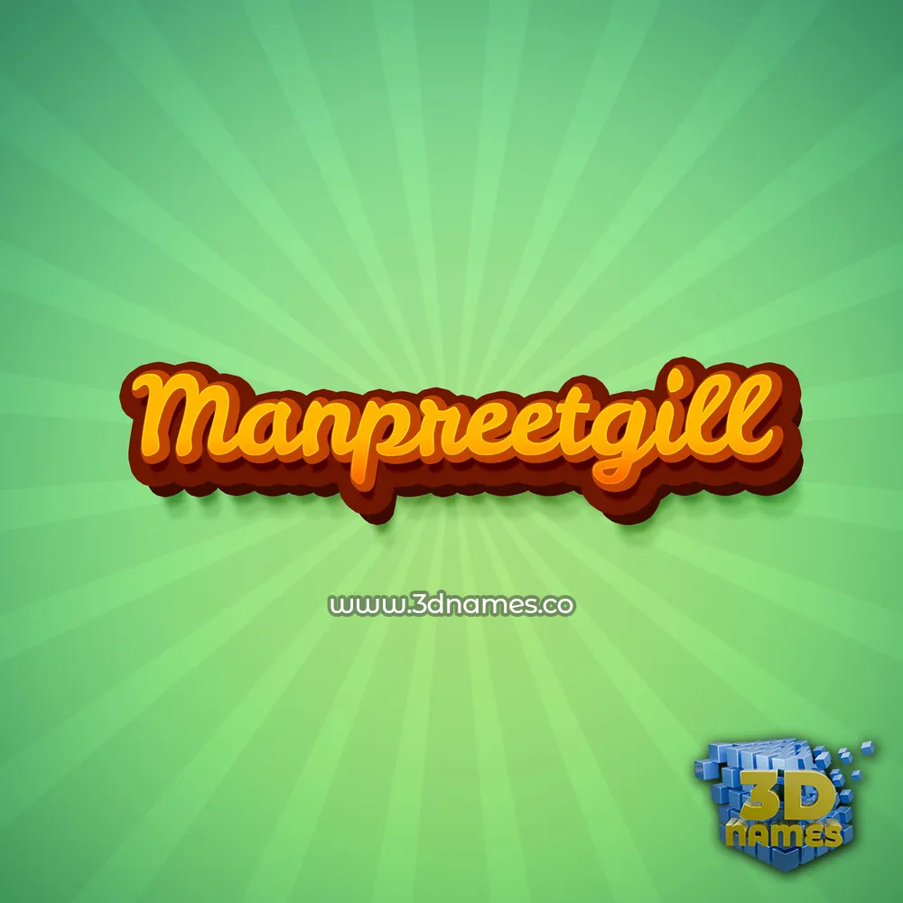 manpreetgill in Green Rays style - 3D name wallpaper