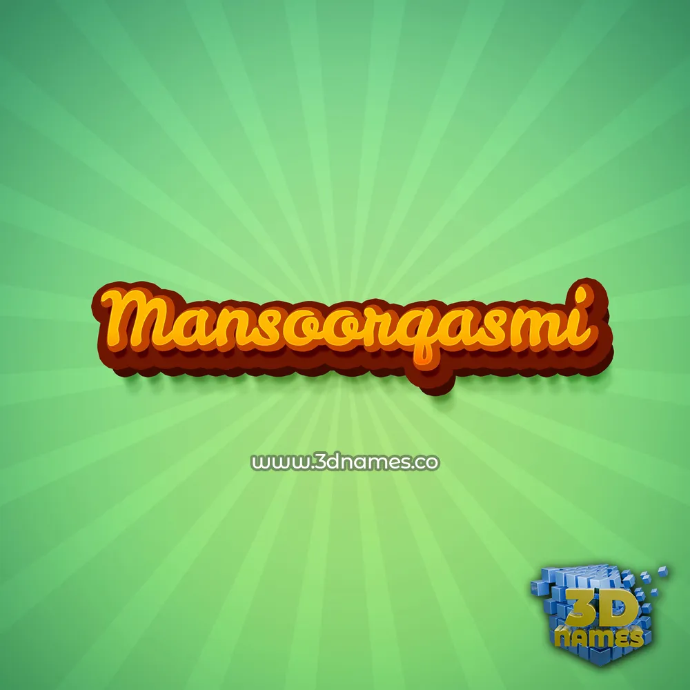 mansoorqasmi in Green Rays style - 3D name wallpaper
