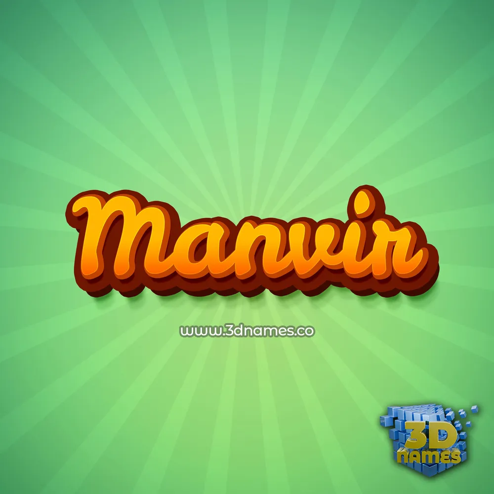 manvir in Green Rays style - 3D name wallpaper