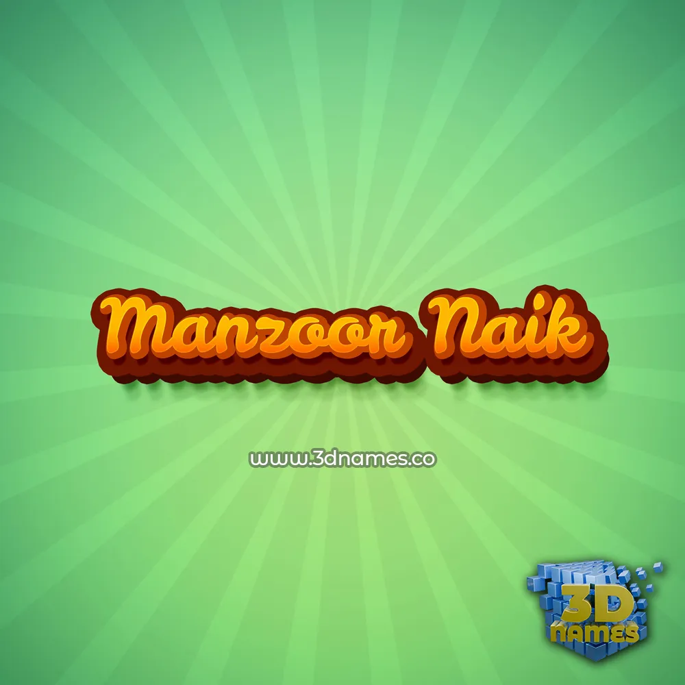 manzoor naik in Green Rays style - 3D name wallpaper