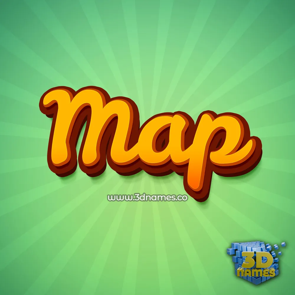 map in Green Rays style - 3D name wallpaper