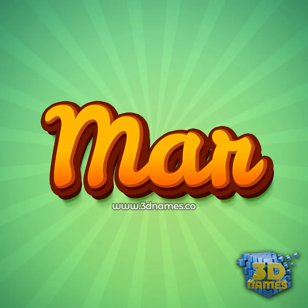 mar in Green Rays style - 3D name wallpaper