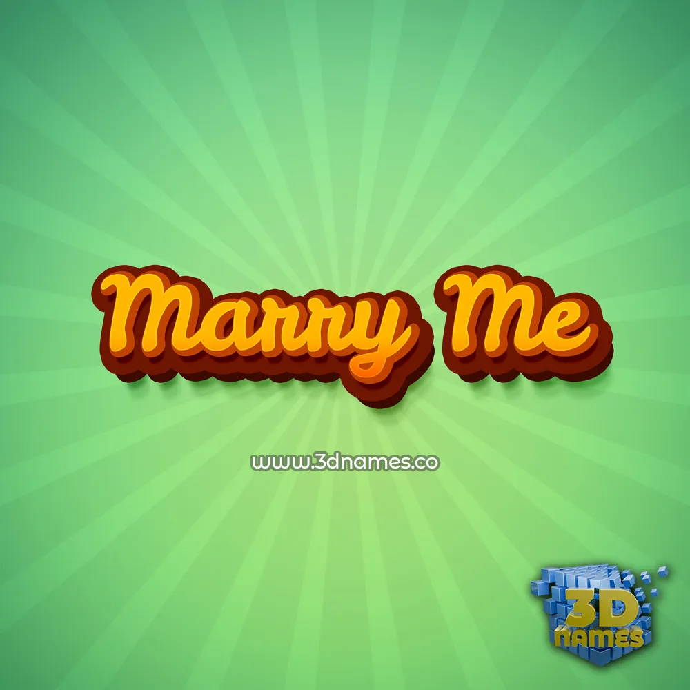 marry me in Green Rays style - 3D name wallpaper