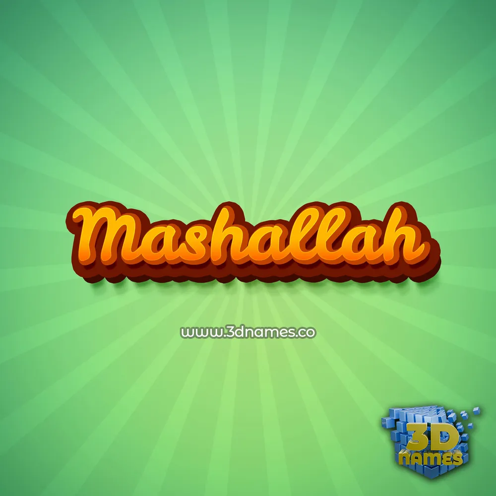 mashallah in Green Rays style - 3D name wallpaper