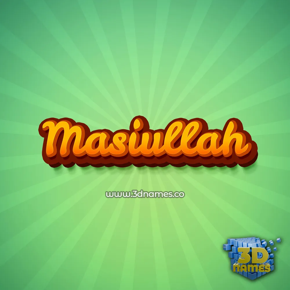 masiullah in Green Rays style - 3D name wallpaper