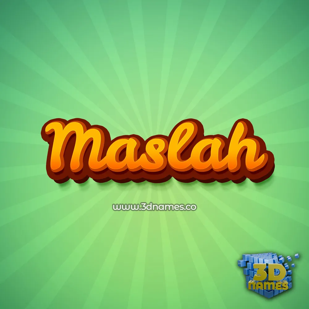 maslah in Green Rays style - 3D name wallpaper